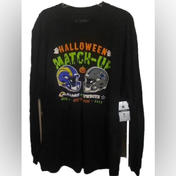 DALLAS
COWBOYS
vs. LA RAMS LS T-Shirt, Black, 2XL, HALLOWEEN MATCH-UP NWT - Picture 6 of 10